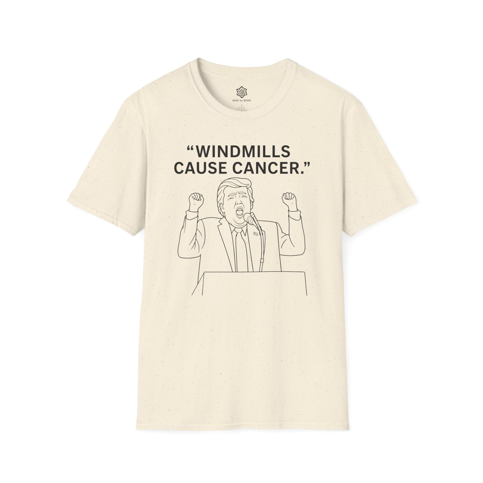 Trump- "Windmills Cause Cancer." Trump Illustration T-Shirt | Political Satire Tee
