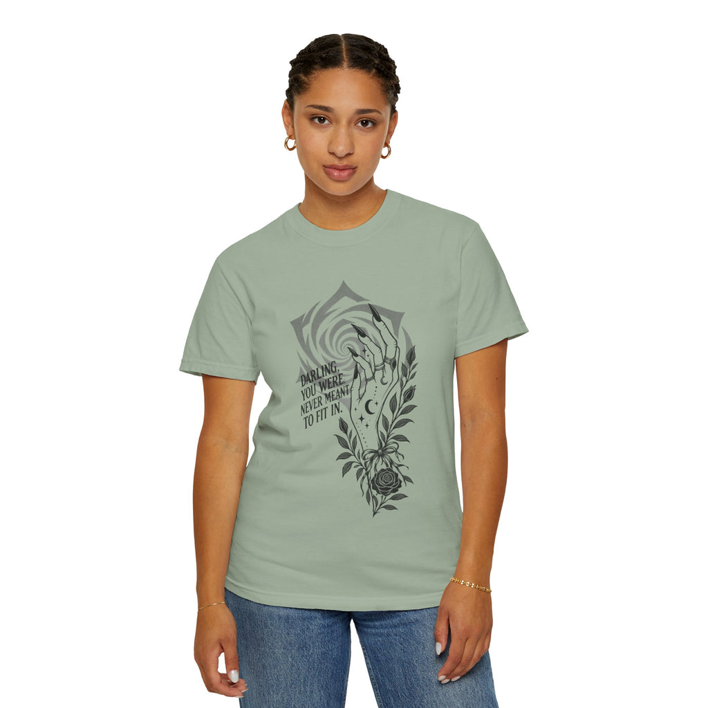 Never Meant to Fit In Swirl Rose Vines Graphic Tee | Inspirational Quote T-Shirt