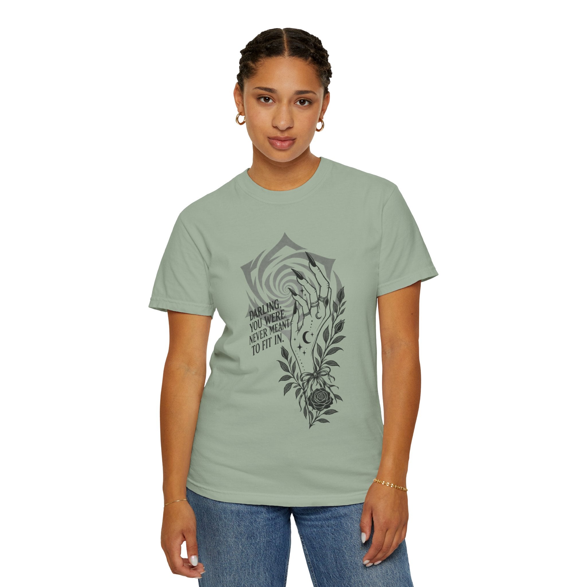 Never Meant to Fit In Swirl Rose Vines Graphic Tee | Inspirational Quote T-Shirt