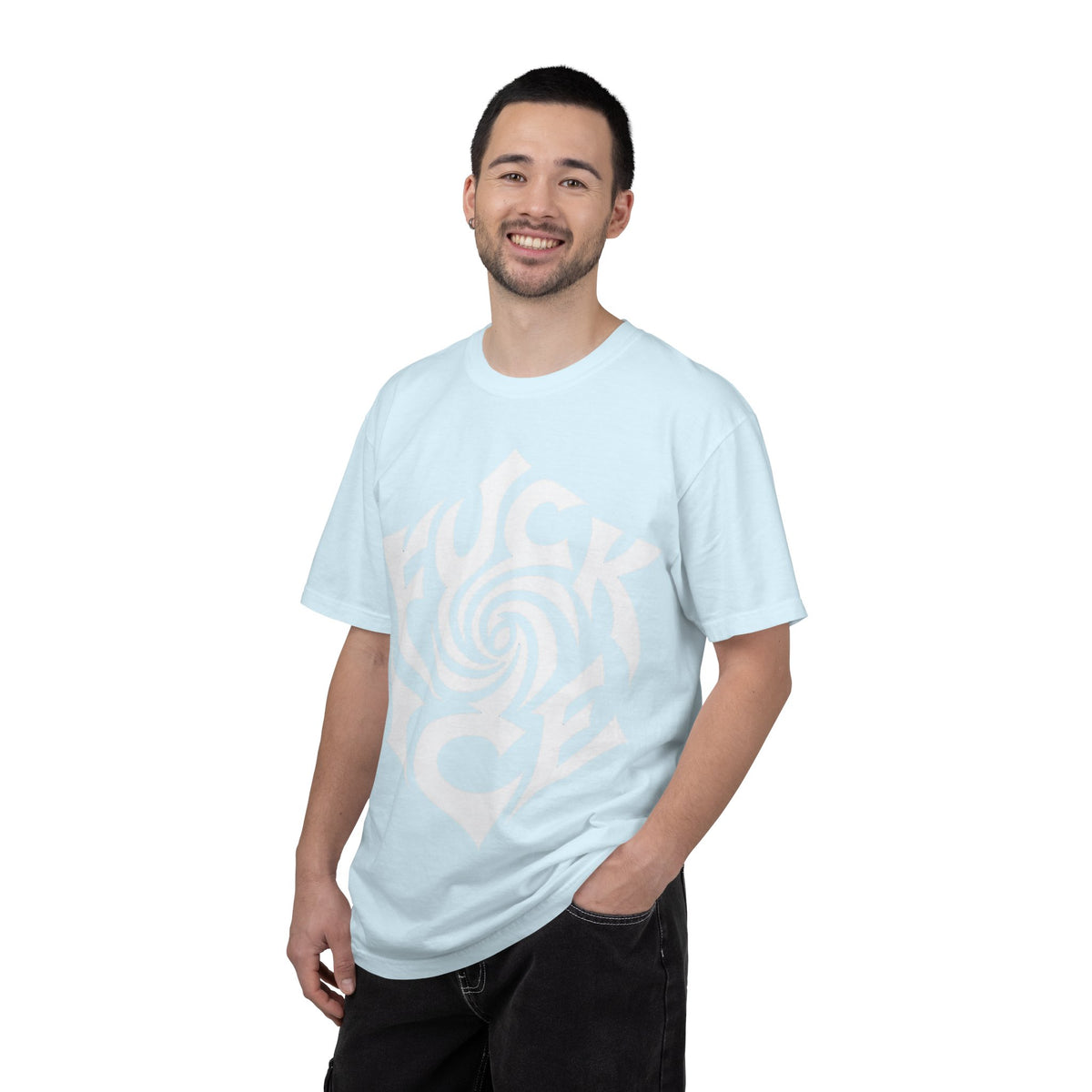 Fuck Ice Unisex T-Shirt | White Rose Typography Swirl