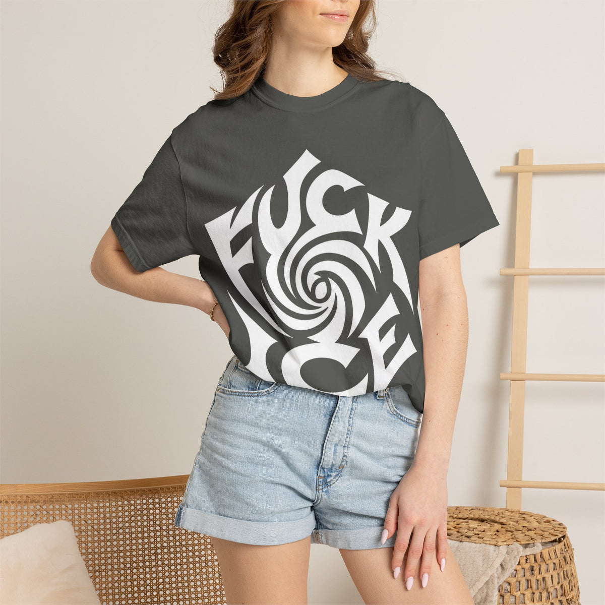Fuck Ice Unisex T-Shirt | White Rose Typography Swirl