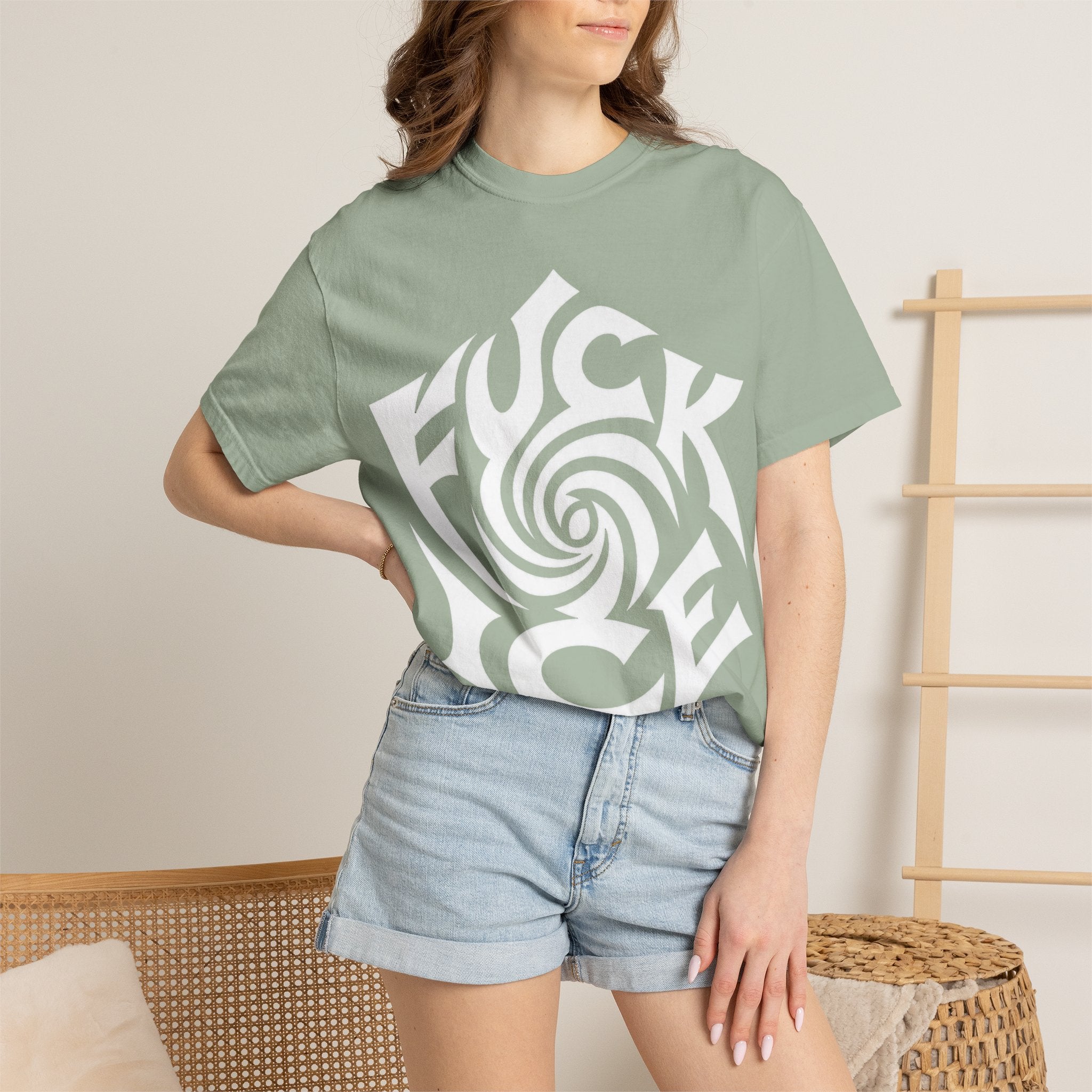 Fuck Ice Unisex T-Shirt | White Rose Typography Swirl