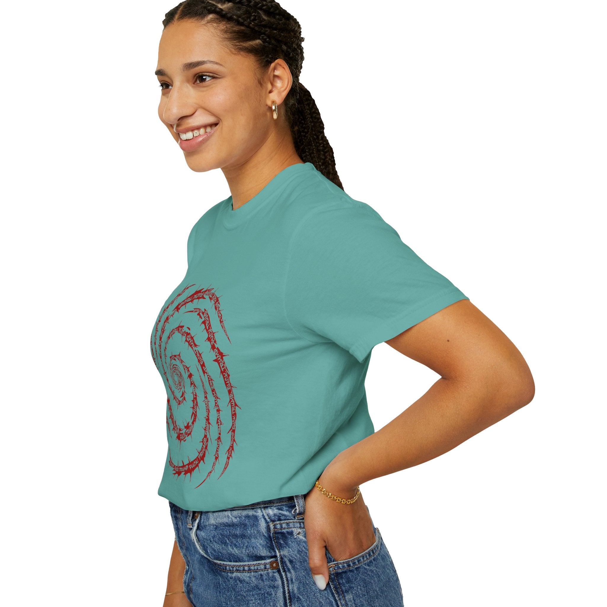 Red Vines and thorns with FUCK TRUMP Spiral Graphic Tee