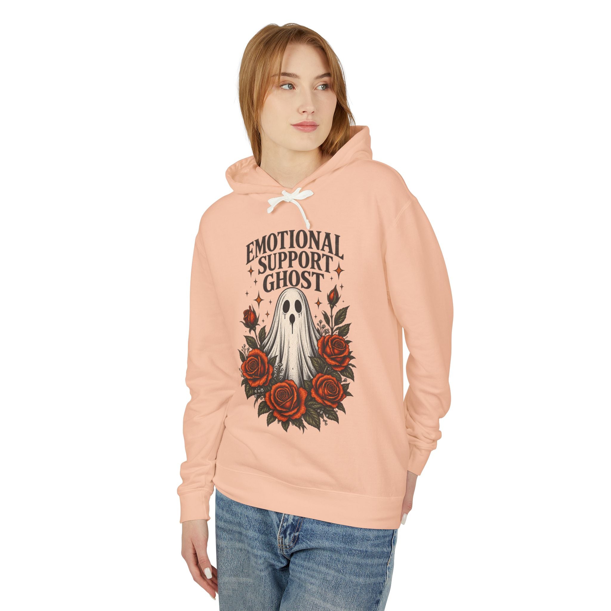 Emotional Support Ghost Hoodie — Cute Spooky Floral Ghost Sweatshirt