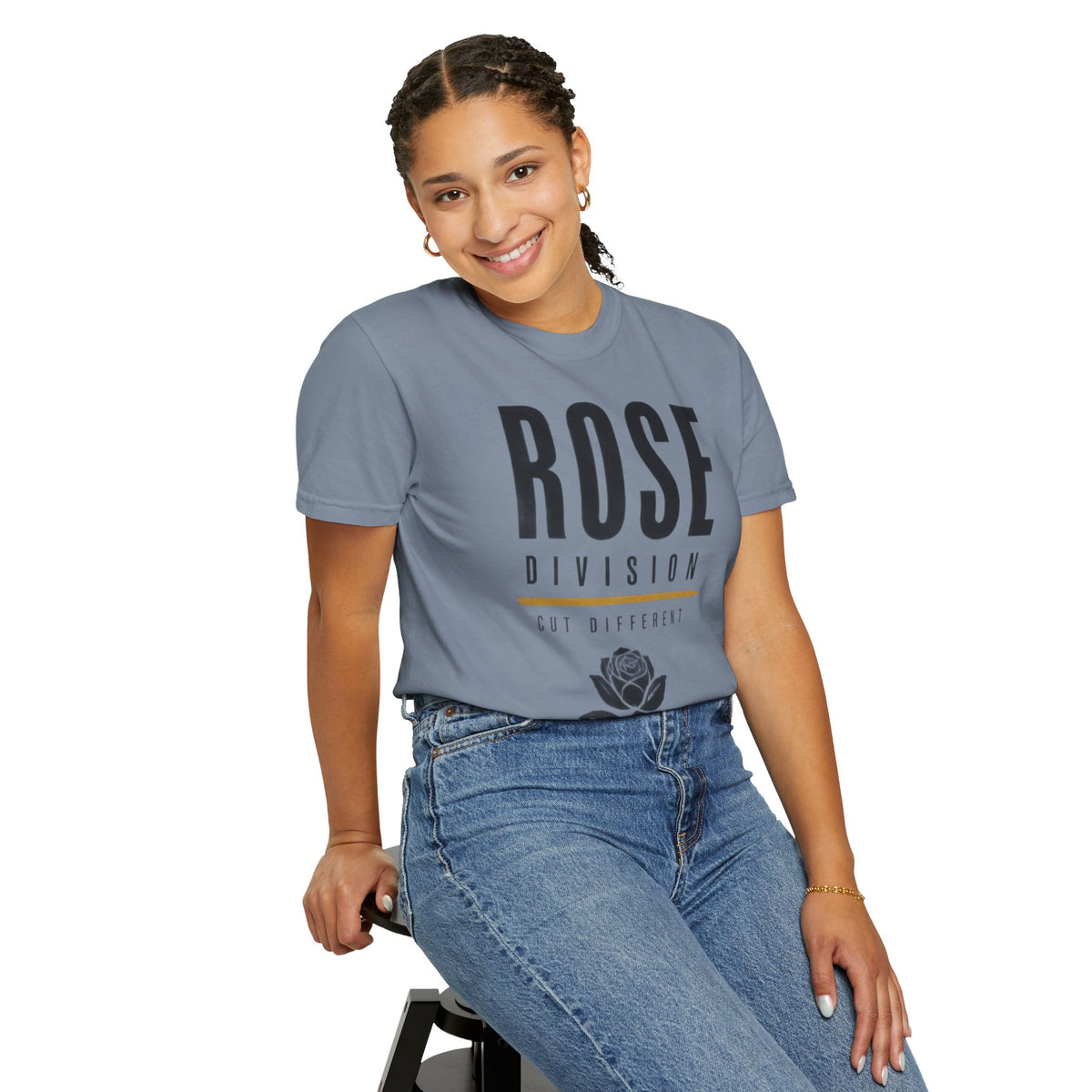 Rose Division floral logo T-shirt | vintage rose graphic tee