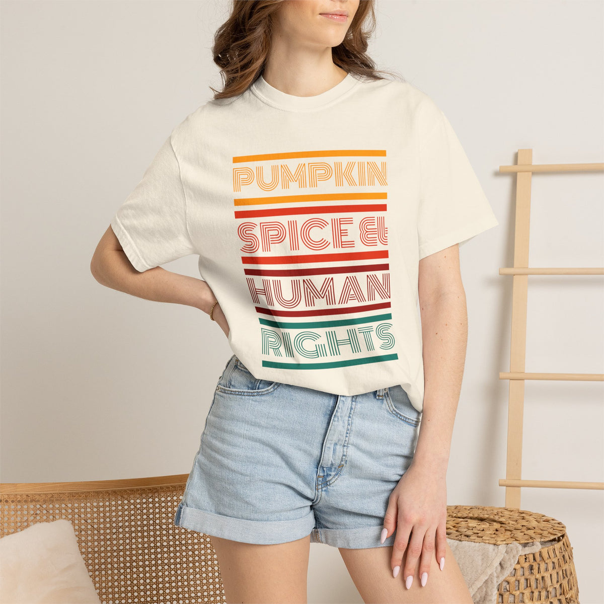 Pumpkin spice and human rights Unisex Garment-Dyed T-shirt