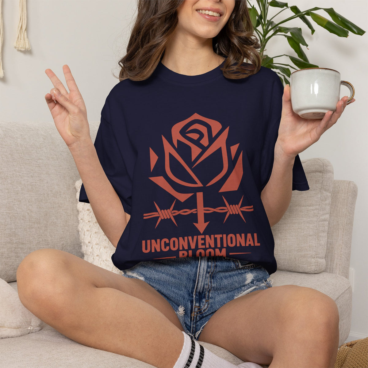 Unconventional Bloom Rose graphic T-Shirt | Barbed Wire Floral Tee