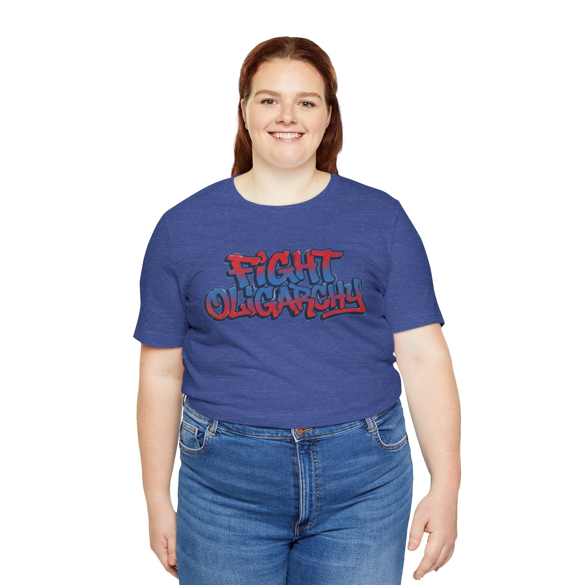 Fight Oligarchy! Bernie and Abdul Unisex Jersey Short Sleeve Tee