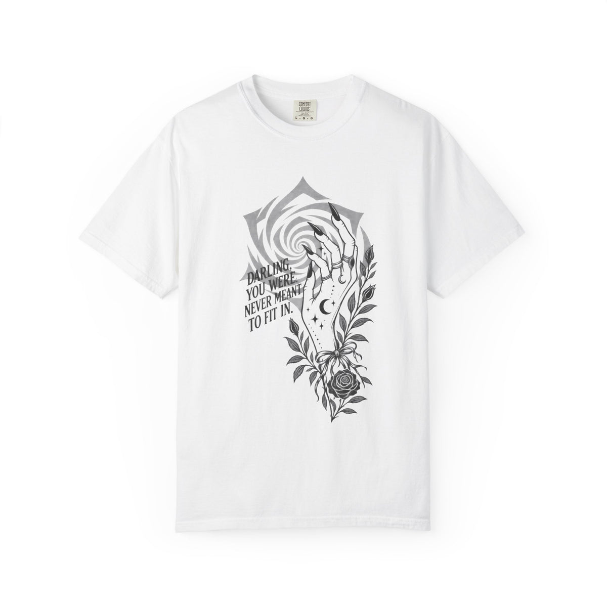 Never Meant to Fit In Swirl Rose Vines Graphic Tee | Inspirational Quote T-Shirt