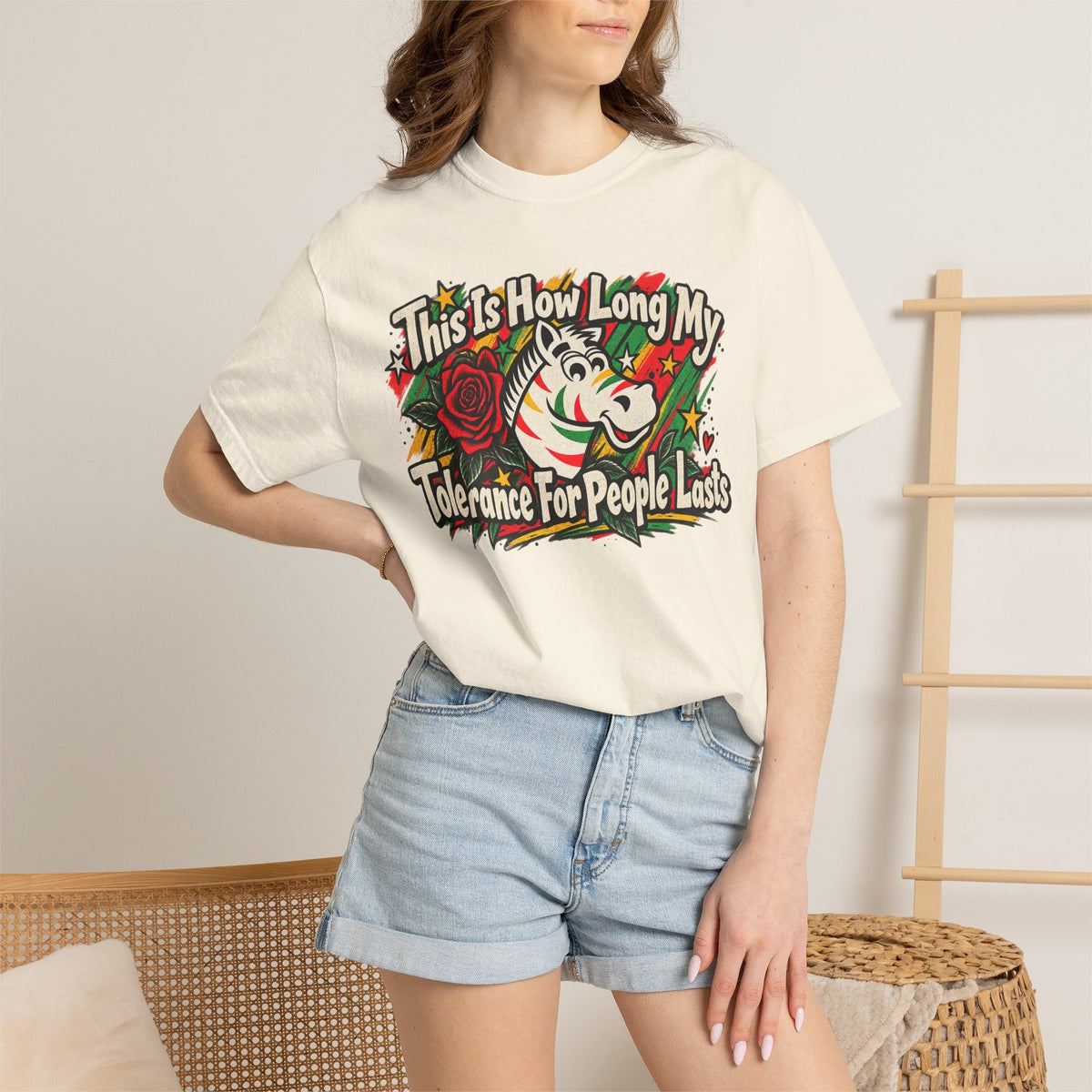 This is How Long My Tolerance Lasts Zebra Chewing Gum Unisex Garment-Dyed T-shirt