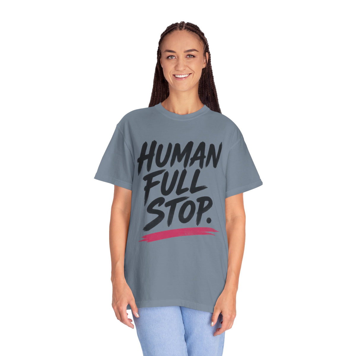 Human Full Stop graphic T-shirt | Bold Script Text Tee