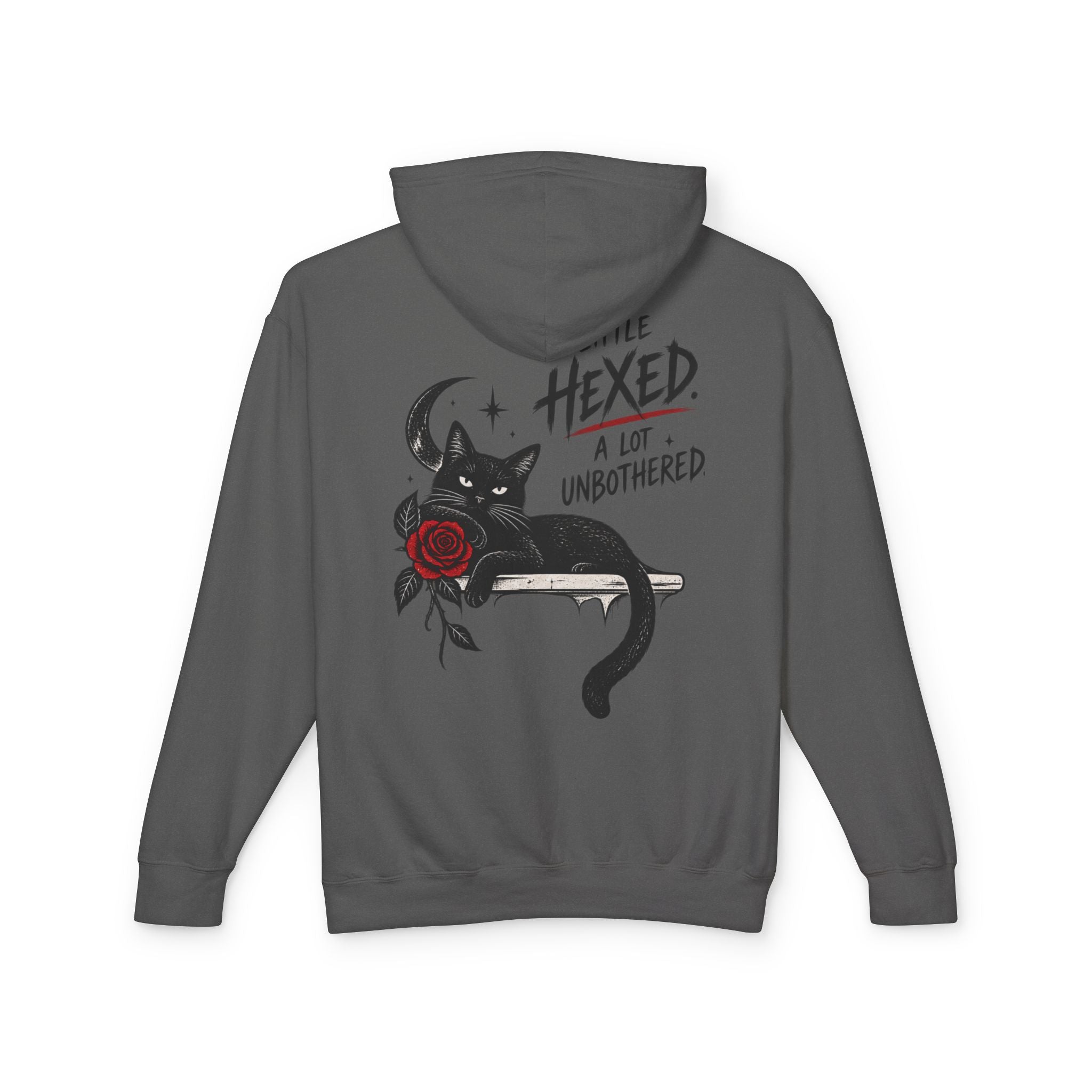 Black Cat Energy Unisex Lightweight Hooded Sweatshirt