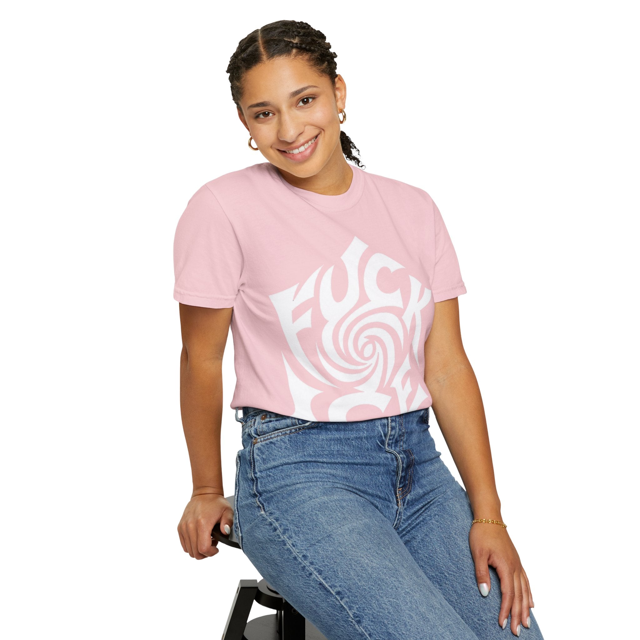 Fuck Ice Unisex T-Shirt | White Rose Typography Swirl