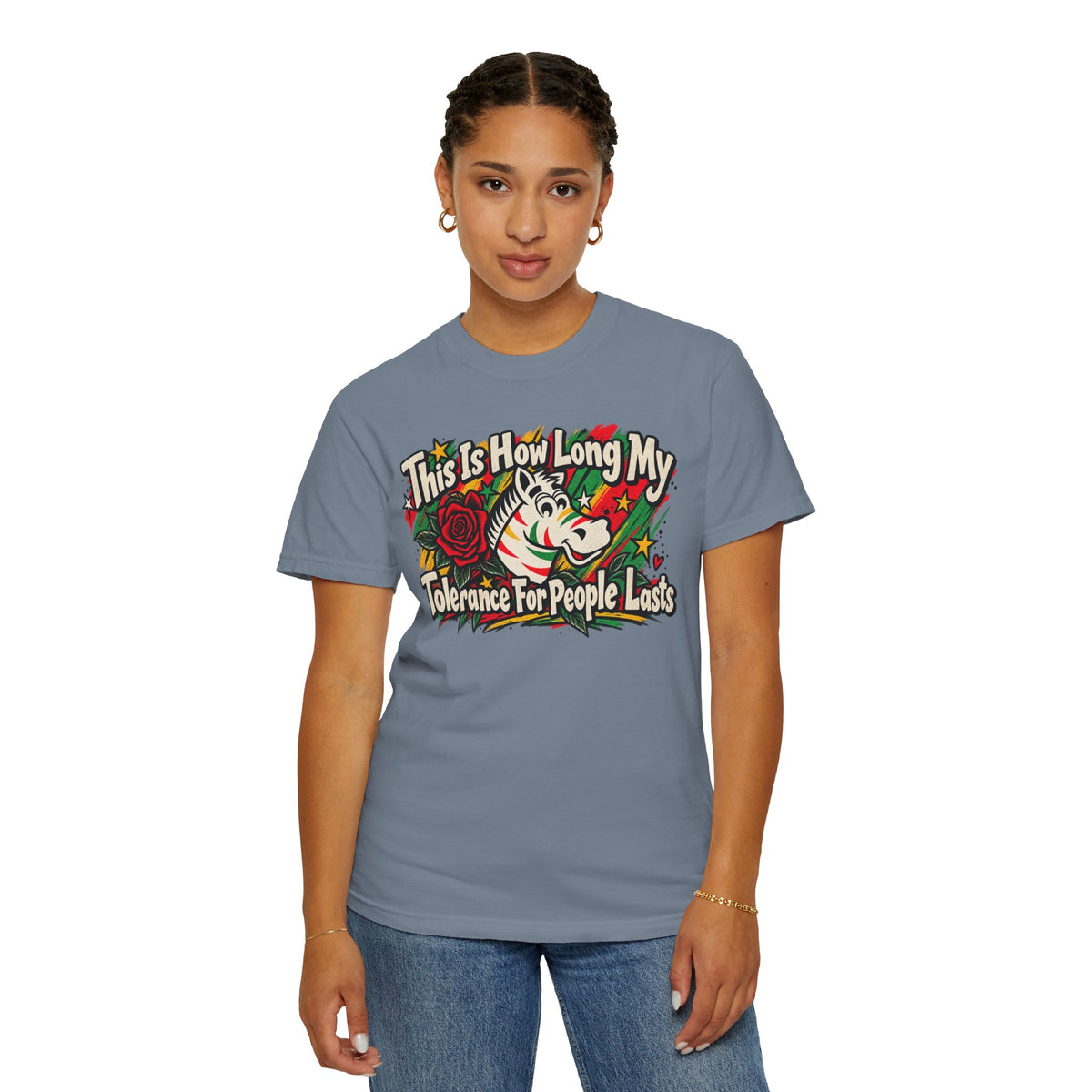 This is How Long My Tolerance Lasts Zebra Chewing Gum Unisex Garment-Dyed T-shirt