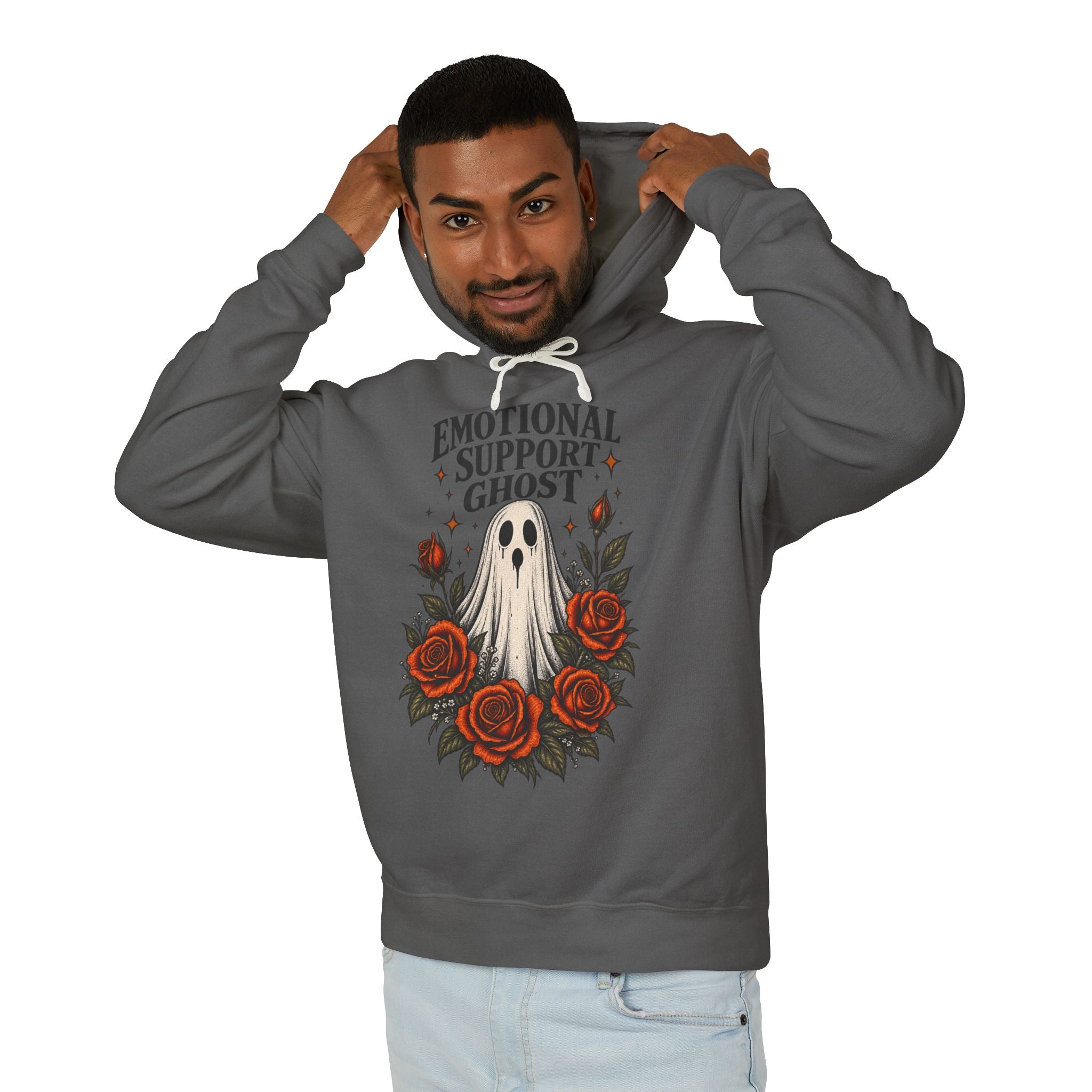 Emotional Support Ghost Hoodie — Cute Spooky Floral Ghost Sweatshirt