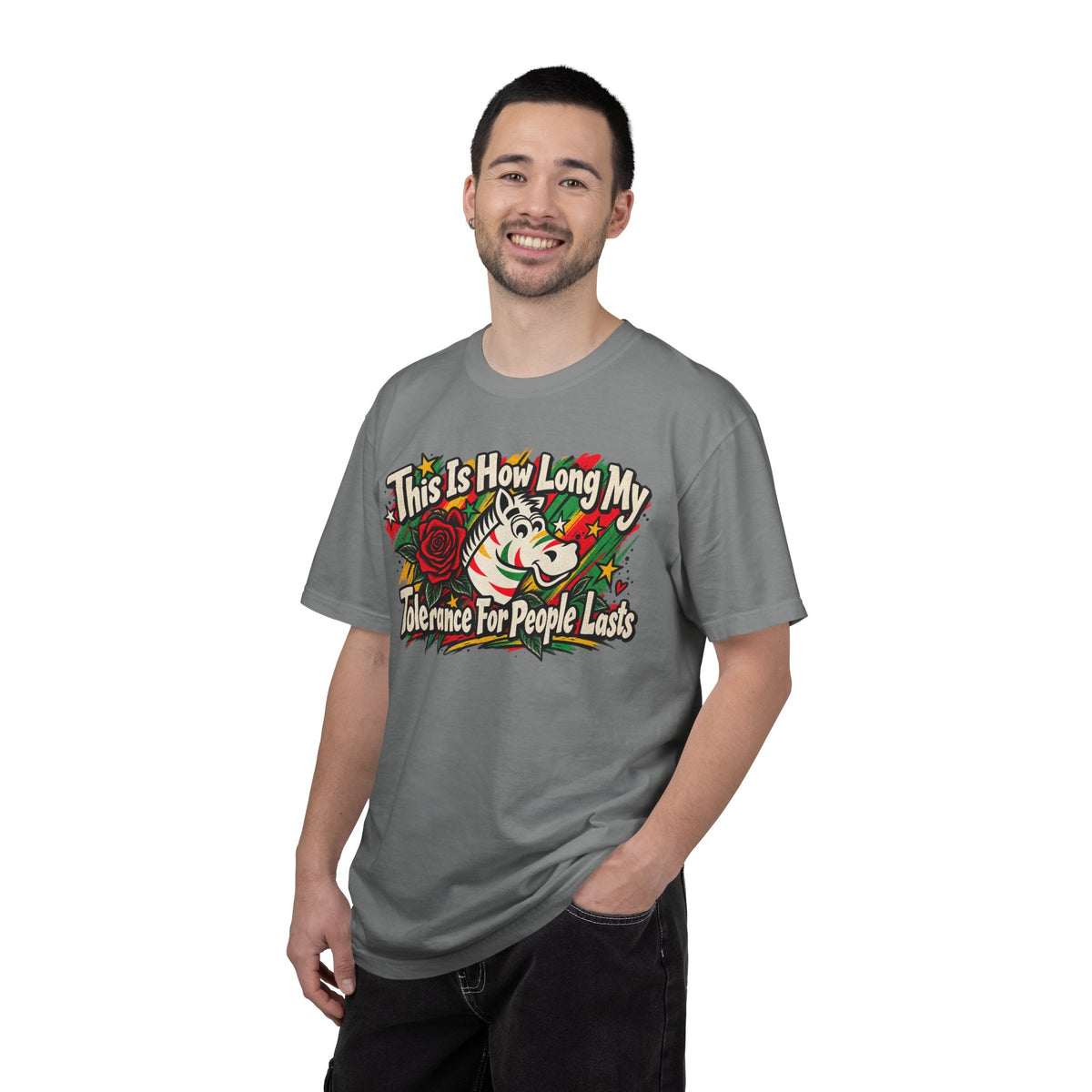 This is How Long My Tolerance Lasts Zebra Chewing Gum Unisex Garment-Dyed T-shirt