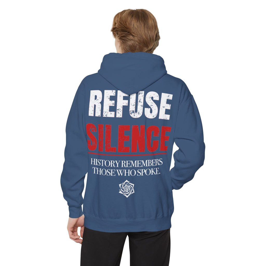 Refuse Silence Hoodie | Garment-Dyed Pullover Protest Sweatshirt