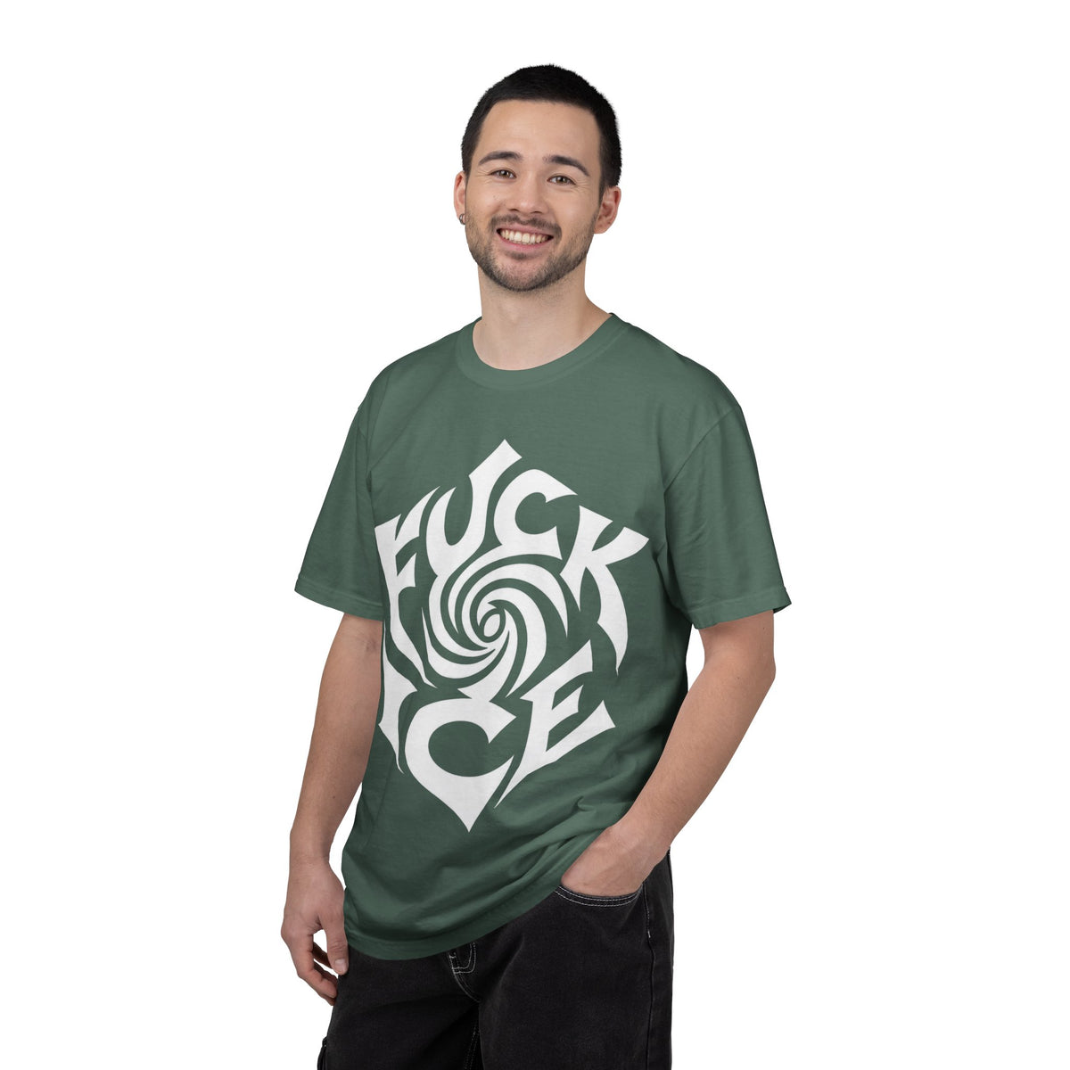 Fuck Ice Unisex T-Shirt | White Rose Typography Swirl