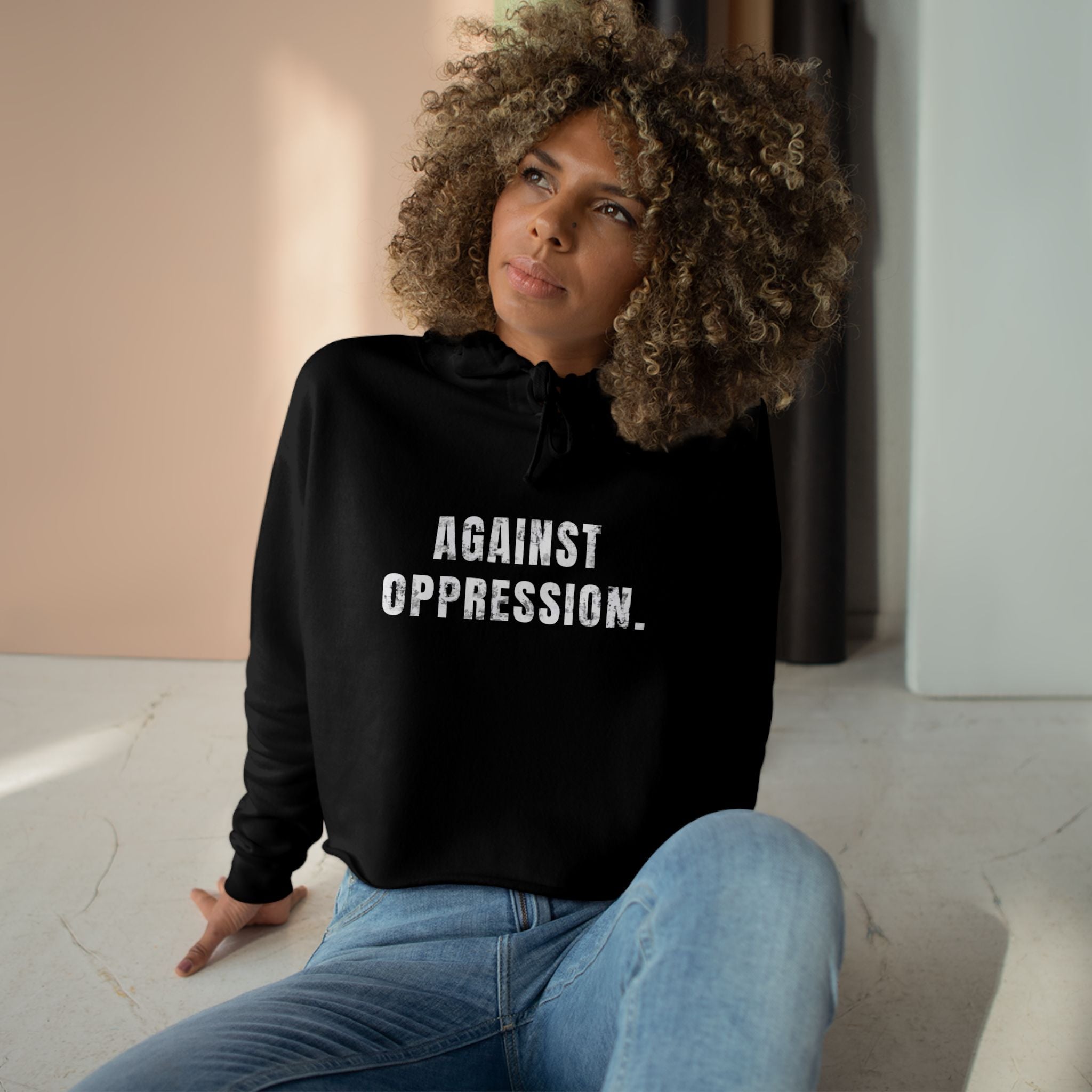Against Oppression Crop Hoodie | Feminist
