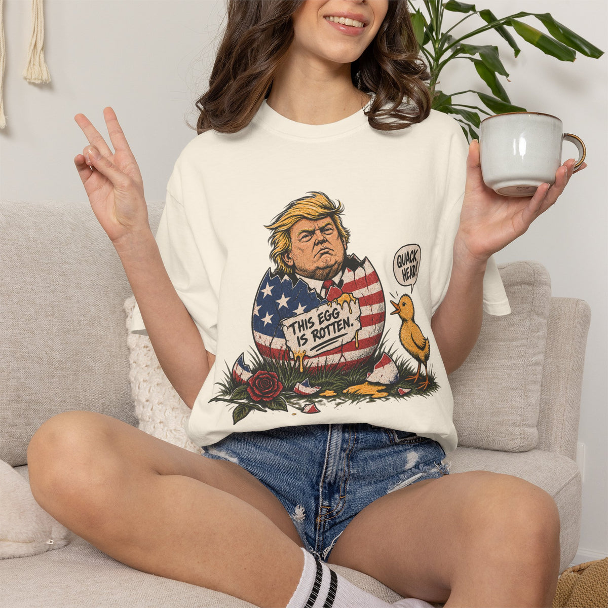 Trump is a Rotten Egg Easter Shirt Unisex Garment-Dyed T-shirt