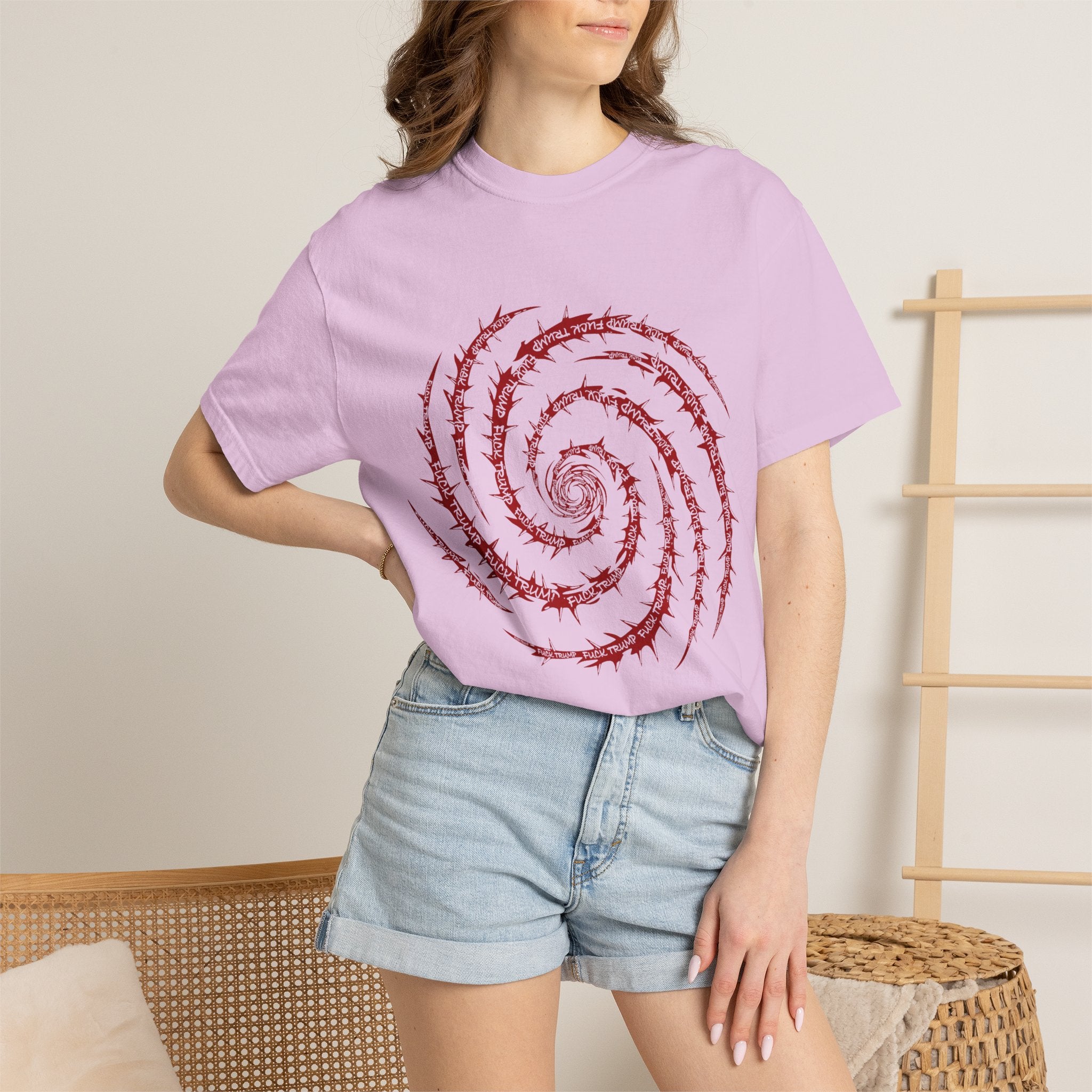 Red Vines and thorns with FUCK TRUMP Spiral Graphic Tee