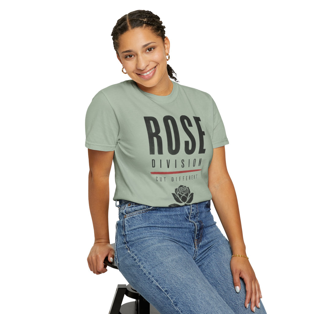 Rose Division graphic T-shirt | rose illustration, typographic design