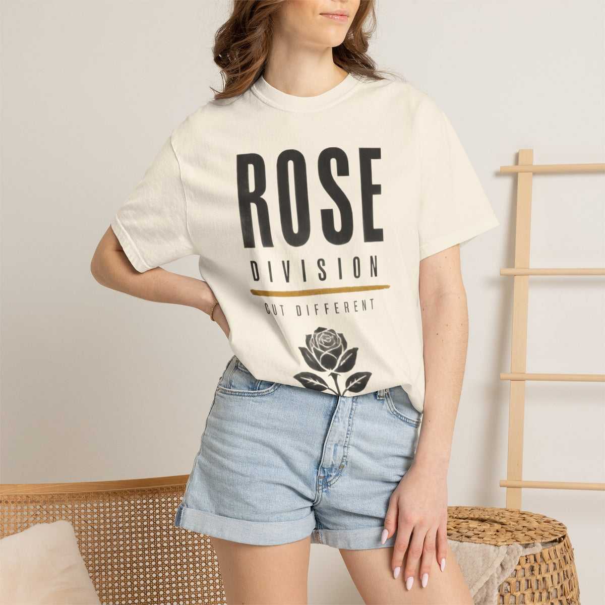 Rose Division floral logo T-shirt | vintage rose graphic tee