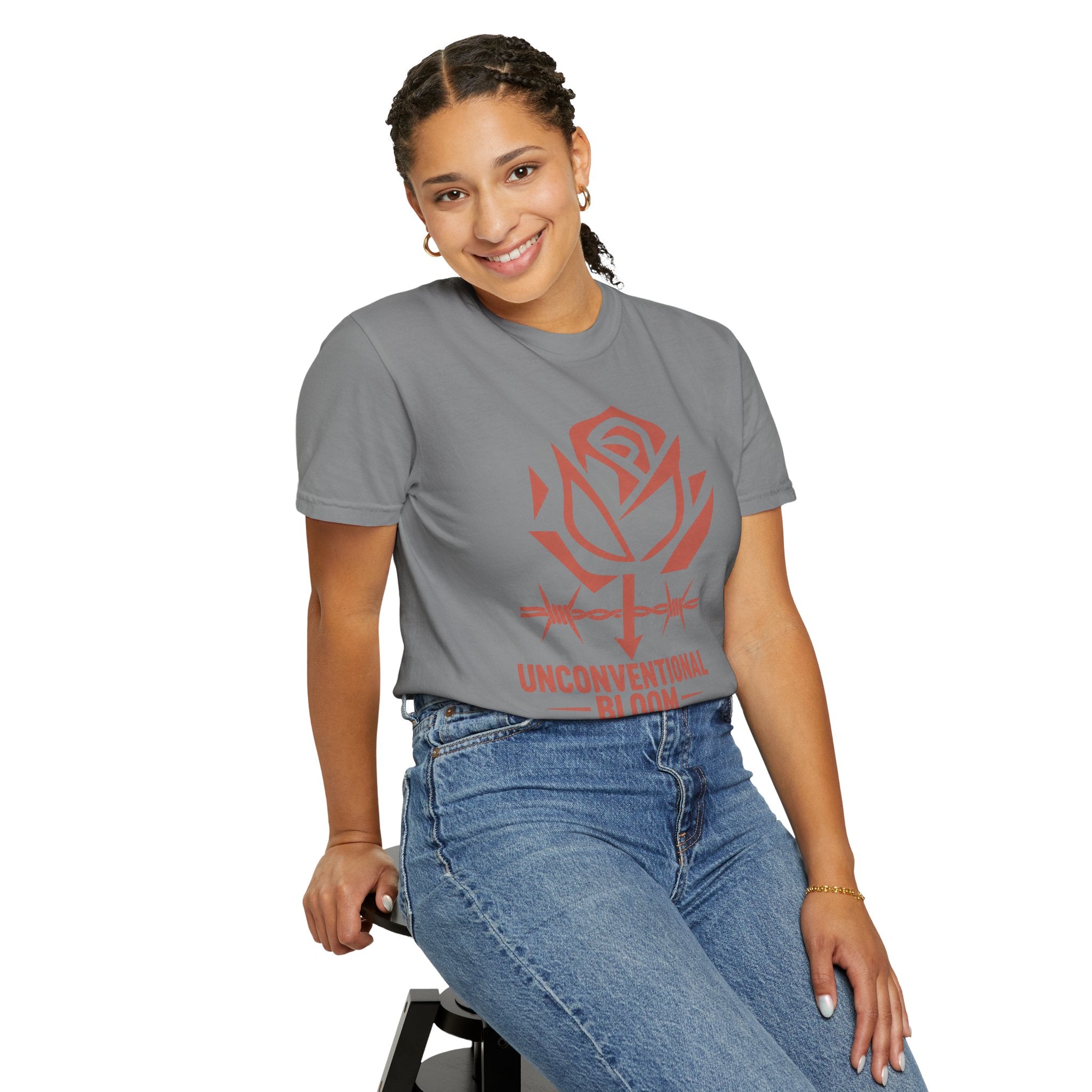 Unconventional Bloom Rose graphic T-Shirt | Barbed Wire Floral Tee
