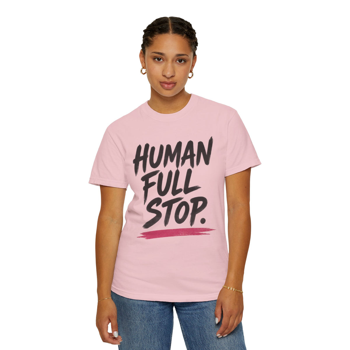 Human Full Stop graphic T-shirt | Bold Script Text Tee
