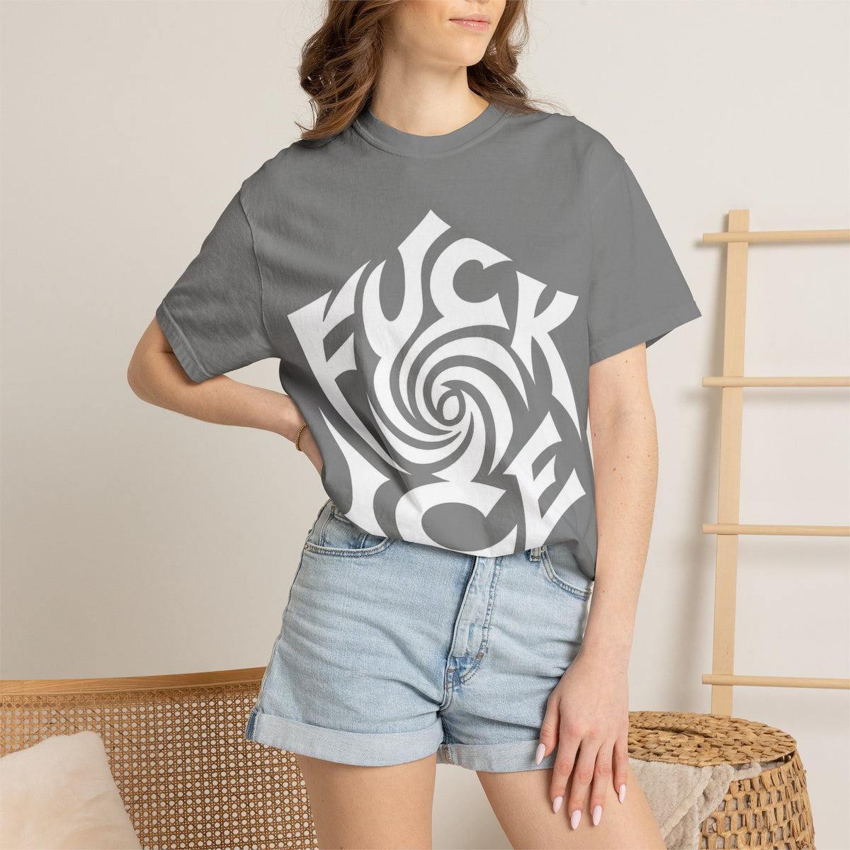 Fuck Ice Unisex T-Shirt | White Rose Typography Swirl