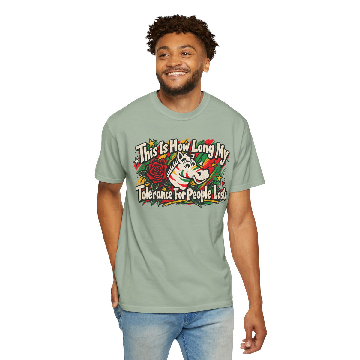 This is How Long My Tolerance Lasts Zebra Chewing Gum Unisex Garment-Dyed T-shirt
