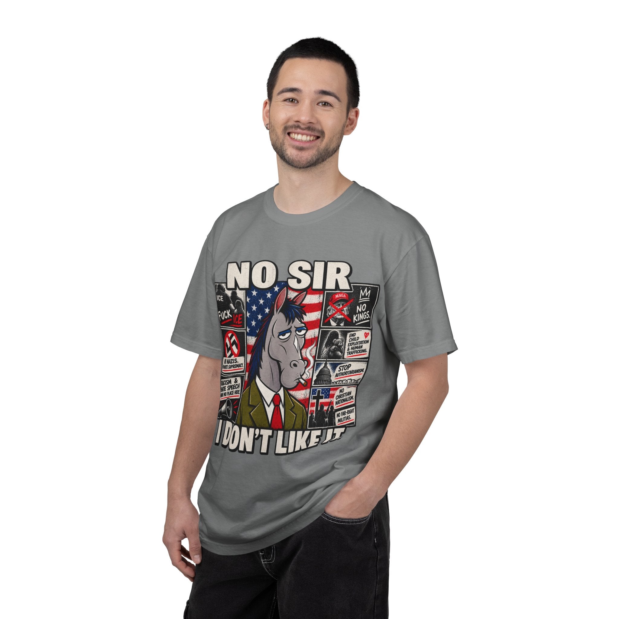 No Sir I Don't Like It donkey illustration T-Shirt | political satire, protest collage