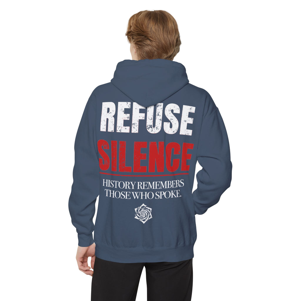 Refuse Silence Hoodie | Garment-Dyed Pullover Protest Sweatshirt