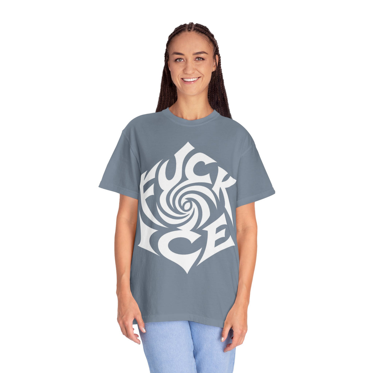 Fuck Ice Unisex T-Shirt | White Rose Typography Swirl