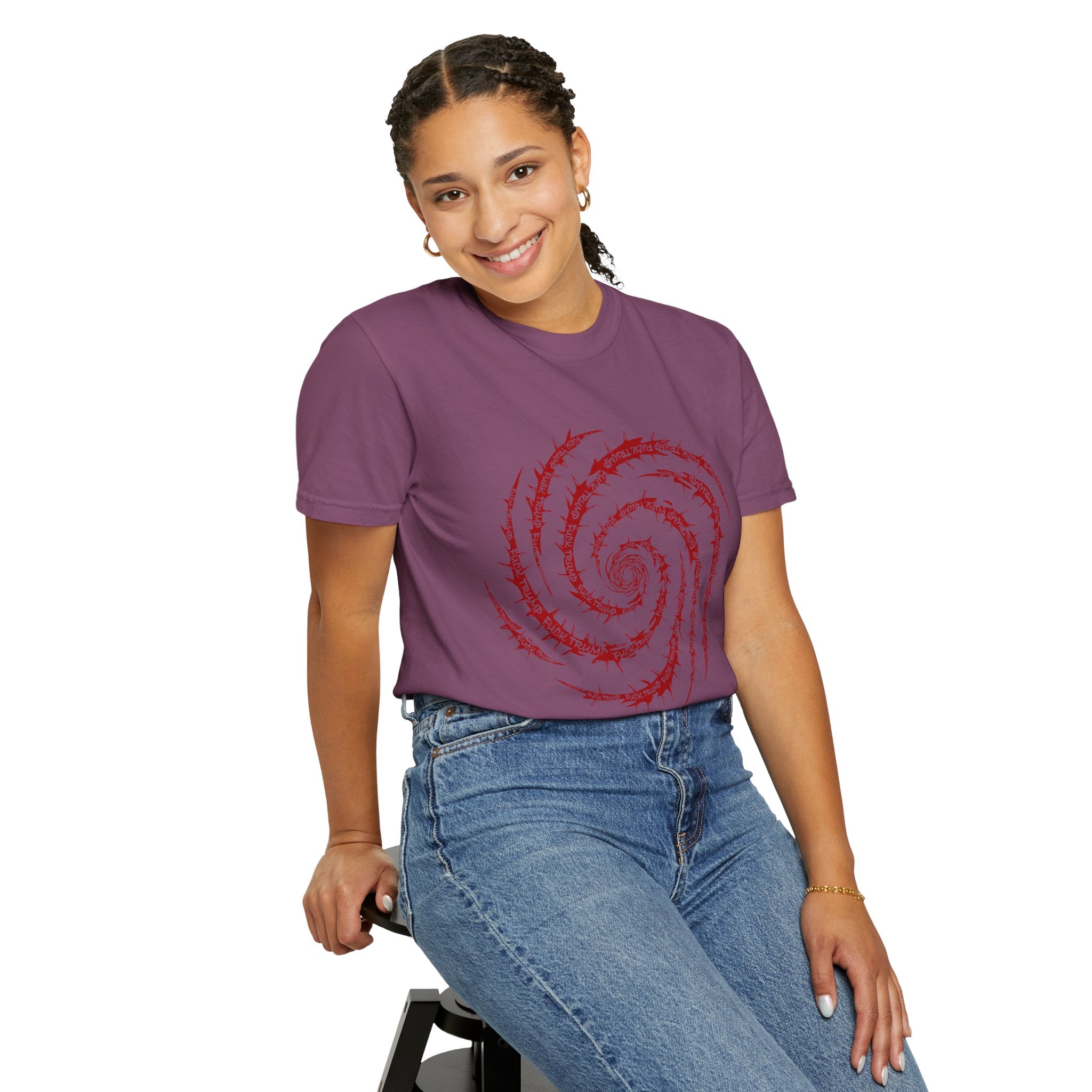Red Vines and thorns with FUCK TRUMP Spiral Graphic Tee