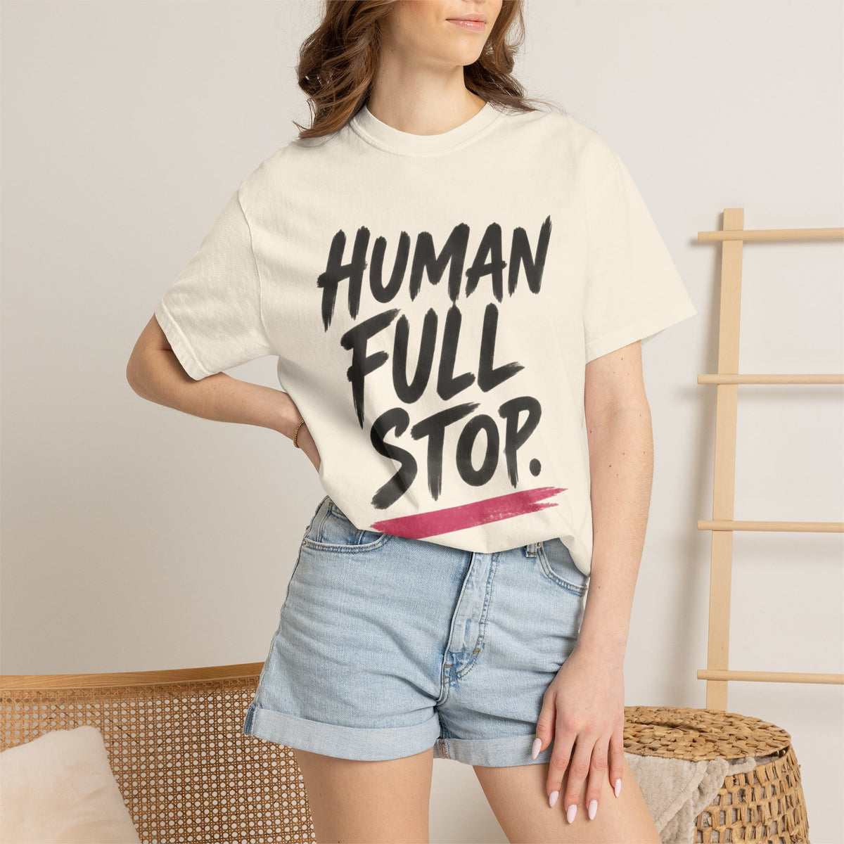 Human Full Stop graphic T-shirt | Bold Script Text Tee