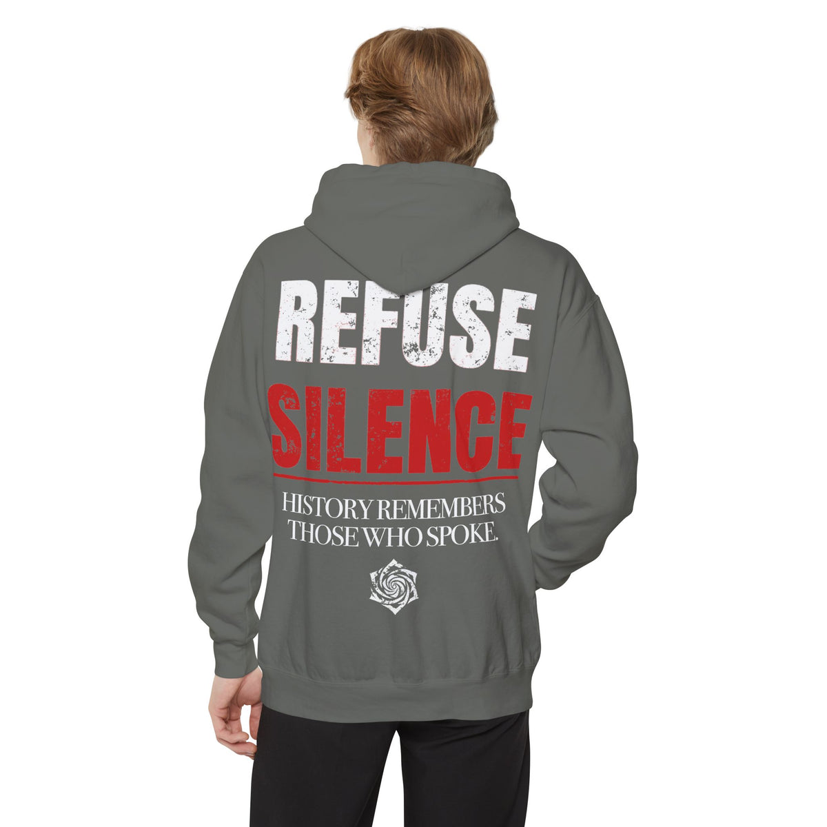 Refuse Silence Hoodie | Garment-Dyed Pullover Protest Sweatshirt