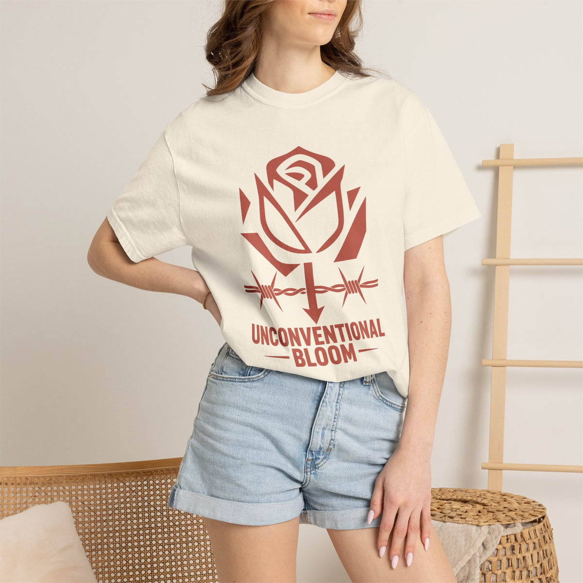 Unconventional Bloom Rose graphic T-Shirt | Barbed Wire Floral Tee