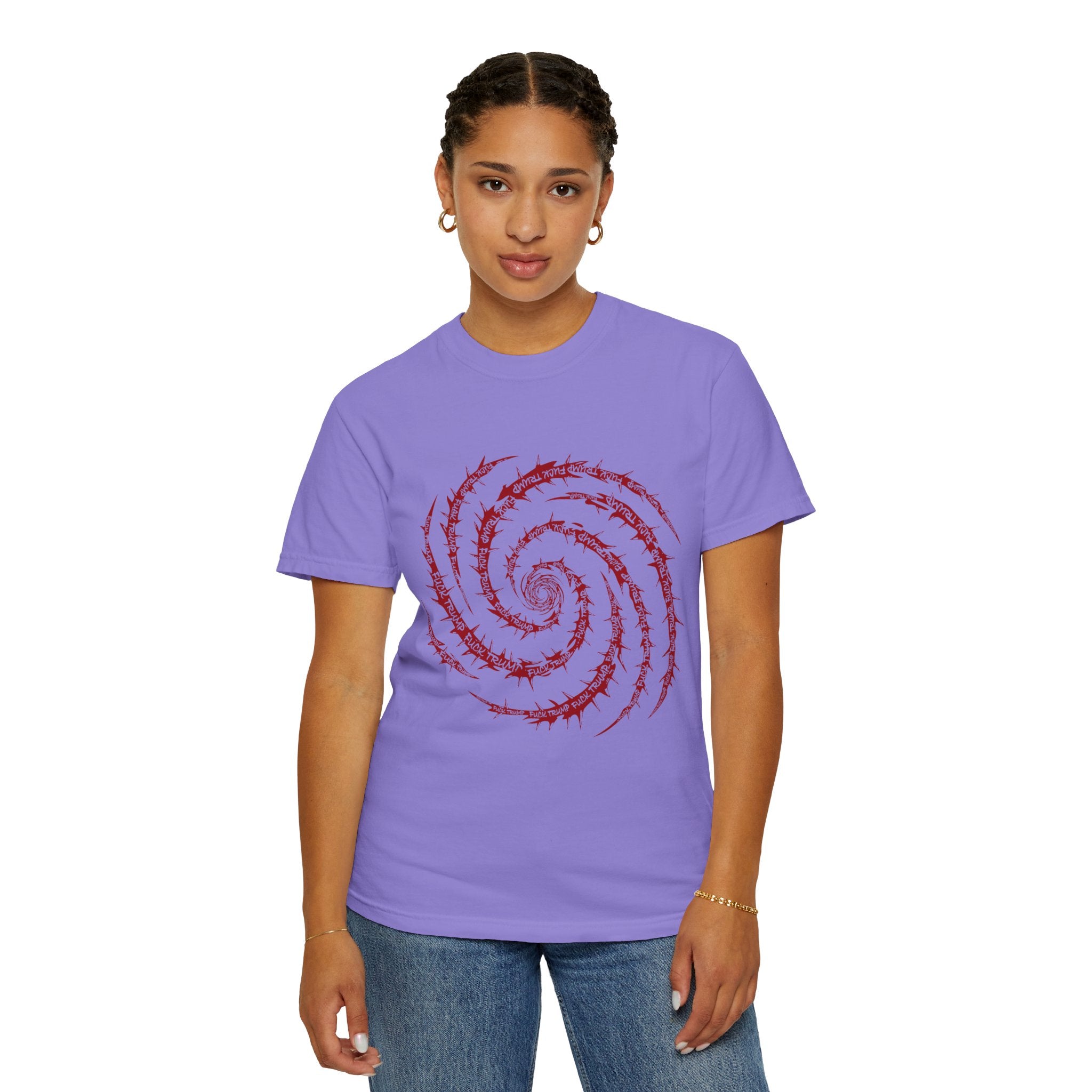 Red Vines and thorns with FUCK TRUMP Spiral Graphic Tee