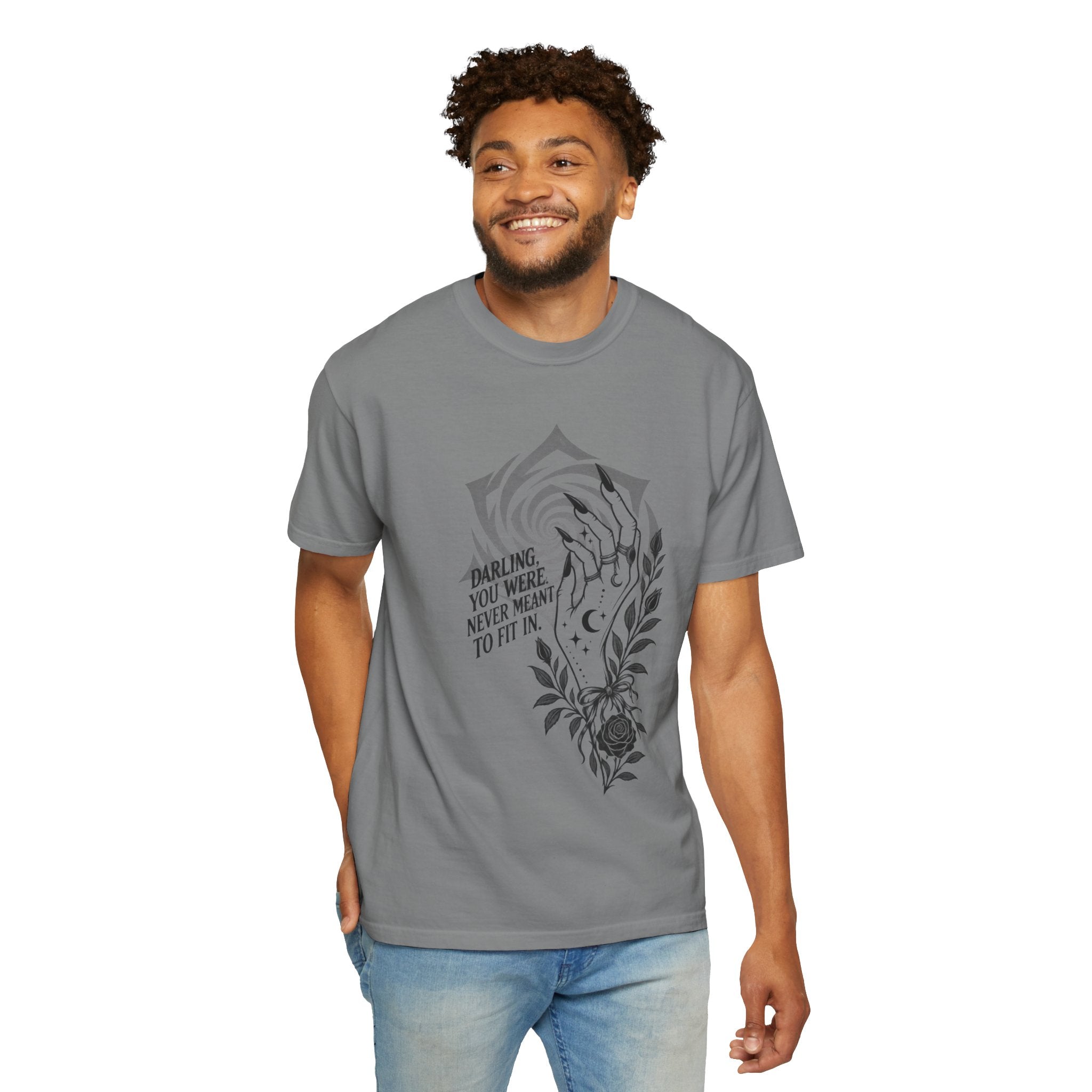 Never Meant to Fit In Swirl Rose Vines Graphic Tee | Inspirational Quote T-Shirt