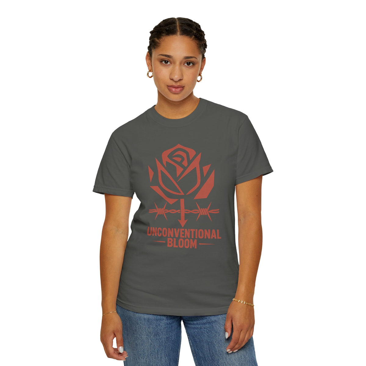 Unconventional Bloom Rose graphic T-Shirt | Barbed Wire Floral Tee