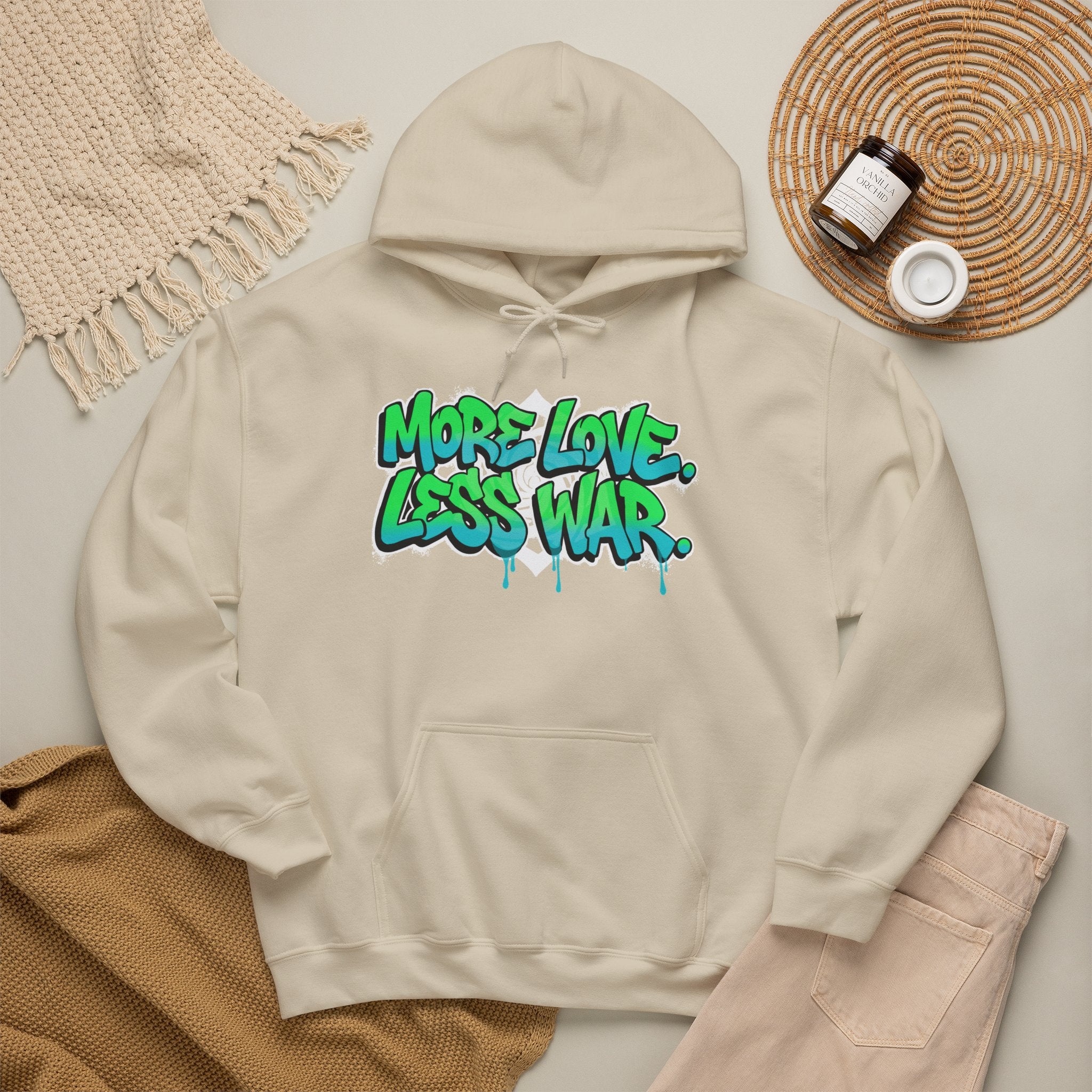 More Love | Less War Hoodie | Graffiti Peace Unisex Hoodie