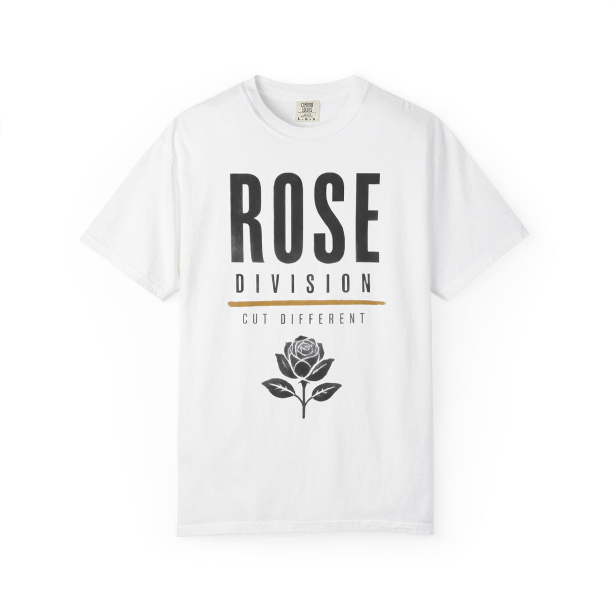 Rose Division floral logo T-shirt | vintage rose graphic tee