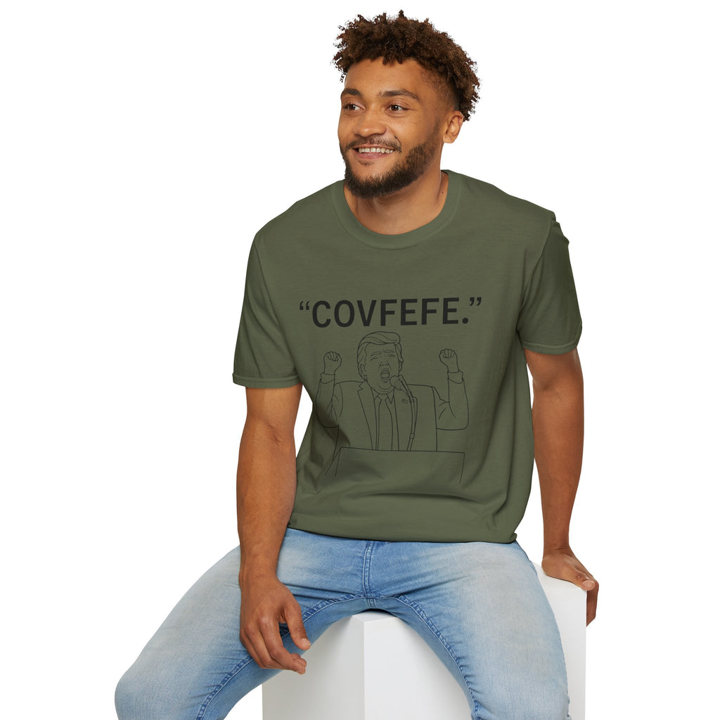 Trump- "COVFEFE." Trump Illustration T-Shirt | Political Humor Tee
