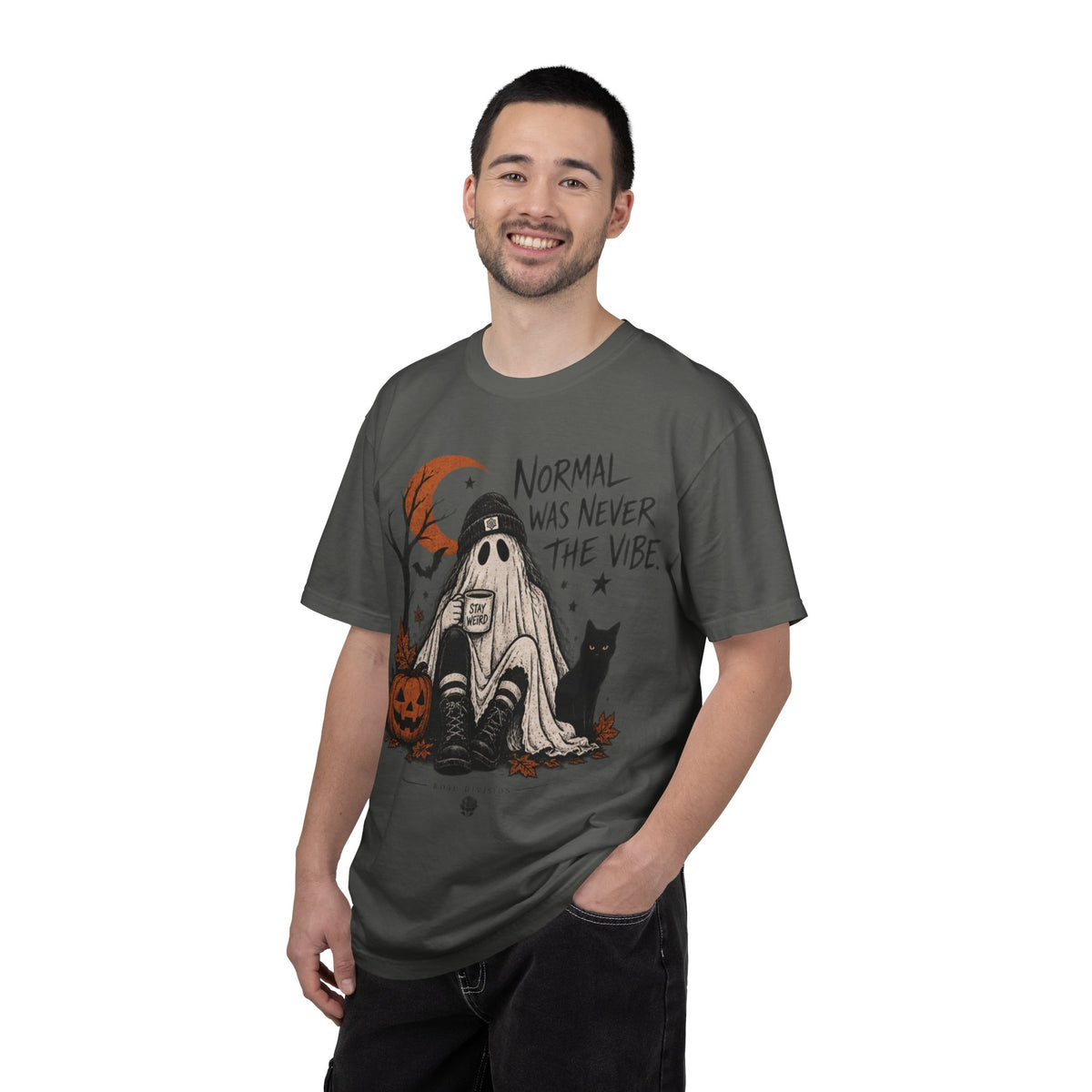 Normal Was Never the Vibe Ghost T-shirt | Halloween Pumpkin Cat Tee