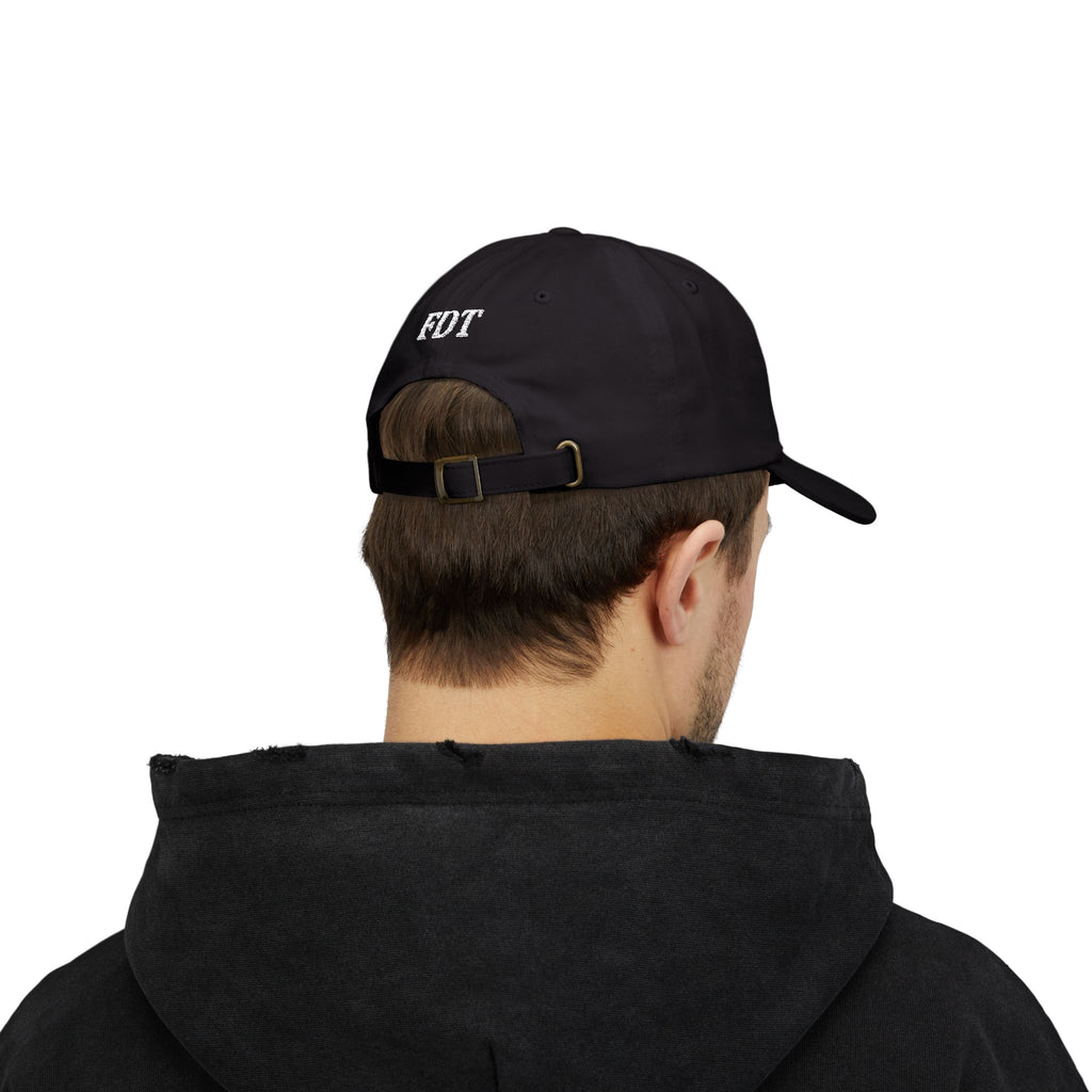Dad Cap — Minimal White Spiral Rose Embroidered Hat. White Rose Resistance