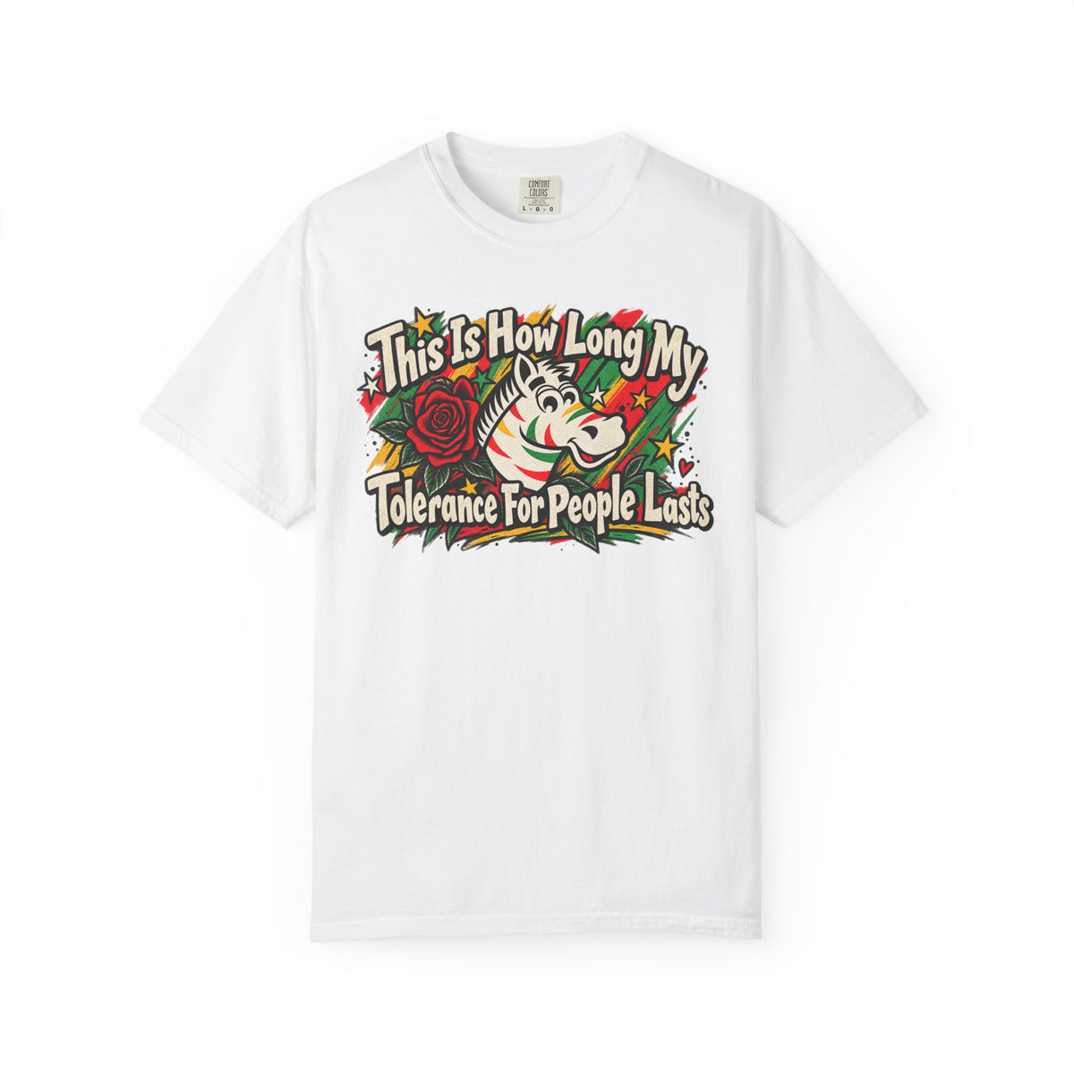 This is How Long My Tolerance Lasts Zebra Chewing Gum Unisex Garment-Dyed T-shirt