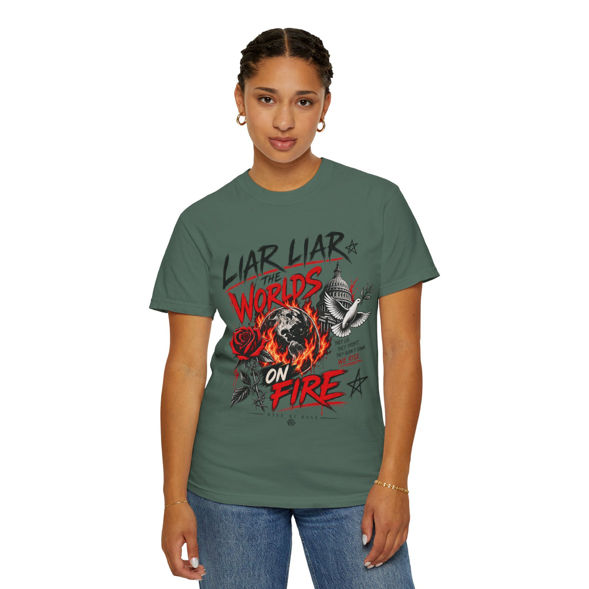 Liar Liar The Worlds on Fire-Dolly Parton inspired Unisex Garment-Dyed T-shirt
