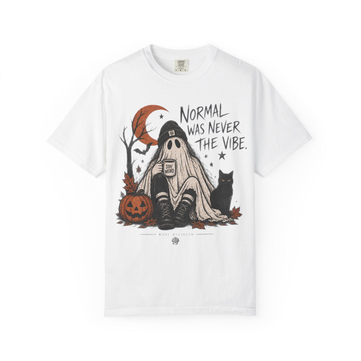 Normal Was Never the Vibe Ghost T-shirt | Halloween Pumpkin Cat Tee