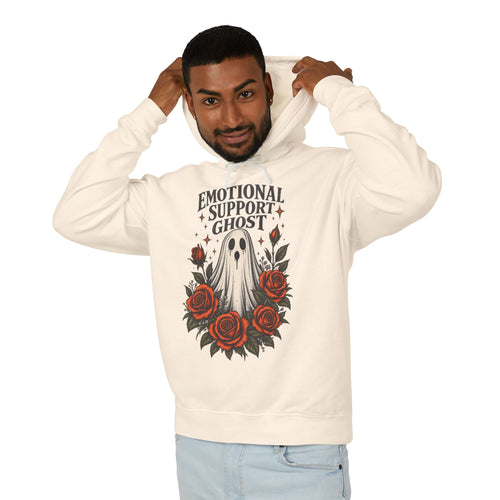 Emotional Support Ghost Hoodie | Ghost with Red Roses Sweatshirt